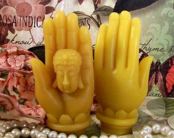 Free USA Shipping Set of 2 Beeswax Buddha Hand Candle