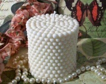 Free USA Shipping 3" Tall Beeswax Hobnail Pearl Design Candle Choice of Color