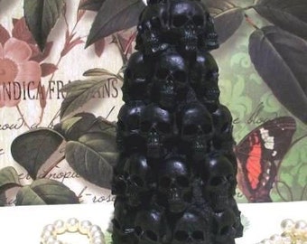 Free USA Shipping Beeswax Black Skull Tower Candle