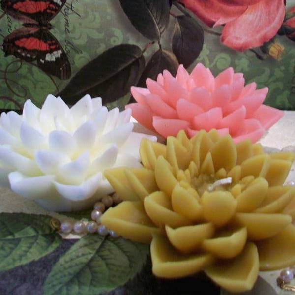 Free USA Shipping Beeswax Lotus Flower Candle Water Lily Choice Of Color