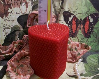 Free USA Shipping Red Beeswax Heart Candle Pearl Style Heart Candle