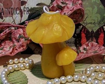 Free USA Shipping Beeswax Double Mushroom Candle