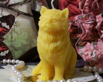 Free USA Shipping Beeswax Kitty Cat Candle