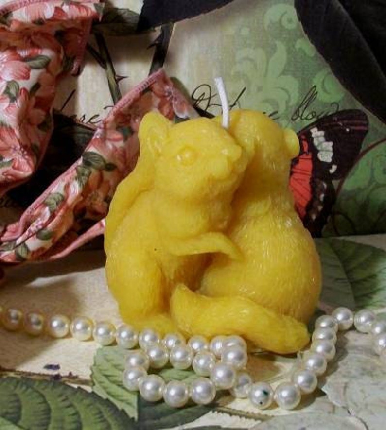 Beeswax Squirrel Candle 2 Squirrels Playing Etsy