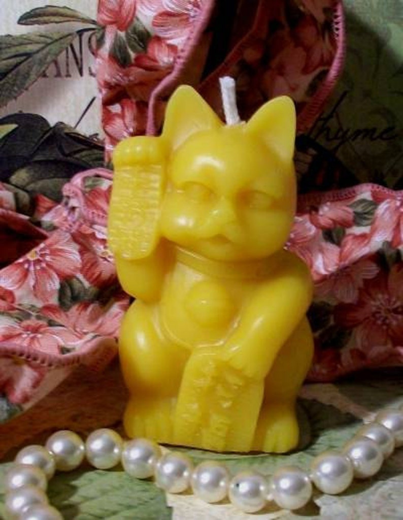 Free USA Shipping 2 Beeswax Lucky Cat Candles Feng Shui Lucky Etsy