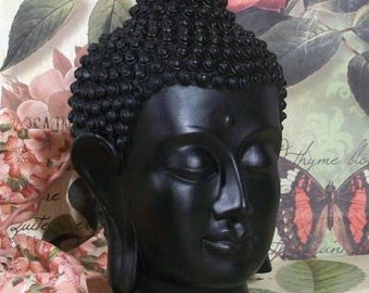 Free USA Shipping Beeswax Black Buddha Head Yoga Zen Candle 6  1/2" Tall