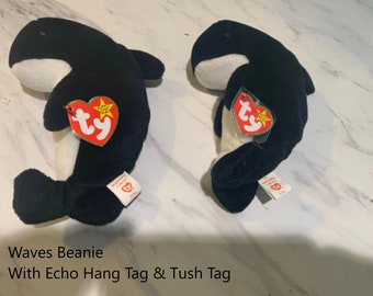 Ty Waves Beanie Baby With Echo Hang and Tush Tag Error Beanie Baby