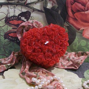 Beeswax Rose Flower Heart Candle Choice Of Color image 1