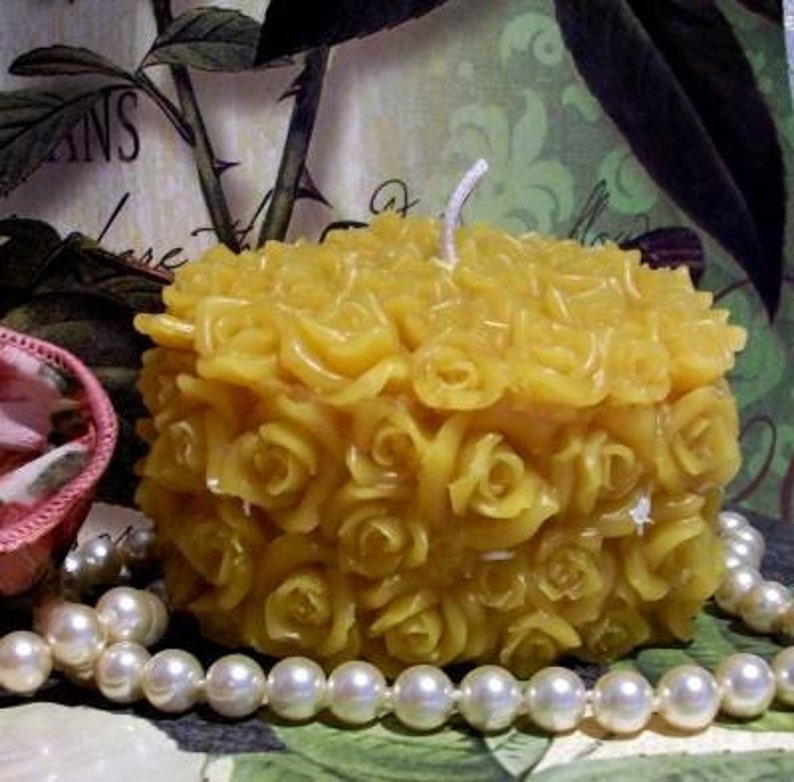 Beeswax Rose Flower Heart Candle Choice Of Color image 9