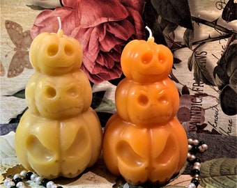 Free USA Shipping Beeswax 3 Pumpkin Stack Candle Choice Of Color