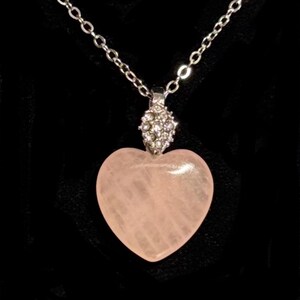 Energy Healing Natural Rose Quartz Heart Necklace