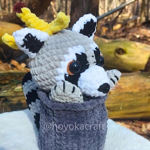 Raccoon Crochet Pattern | Amigurumi Raccoon DIY Plush Pattern | Raccoon In a Trashcan Funny Pattern | Curious Raccoon PDF