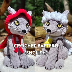 Wolf with Capes Crochet Pattern: Low Sew, with Removable Red Hood and Sheep Cape (PDF Pattern)