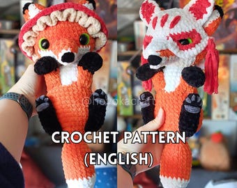 Fox with Hats Crochet Pattern: with Mushroom Hat and Kitsune Mask (PDF Pattern)