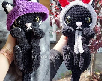 Black Cat Crochet Pattern: Witch & Devil Hats, Amigurumi Plushie (PDF Pattern)