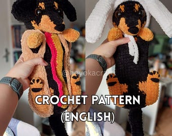Dachshund Amigurumi Crochet Pattern with Hot Dog and Bunny Outfit (PDF Pattern)