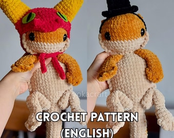 Bearded Dragon Amigurumi Crochet Pattern with Top and Dragon Hat (PDF Pattern)