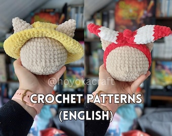 Pacchetto di modelli per cappelli all'uncinetto a forma di animale: cappello di paglia e nastro a righe (schema PDF)