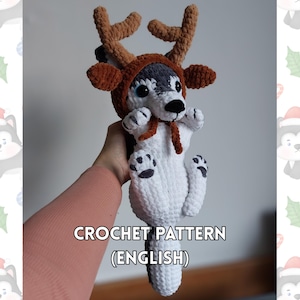 Reindeer Husky Christmas Amigurumi Crochet Pattern (PDF Pattern)