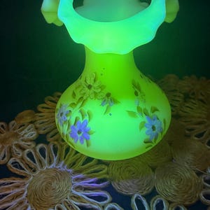 Fenton Custard Uranium Glass Vase Hand Painted - Etsy