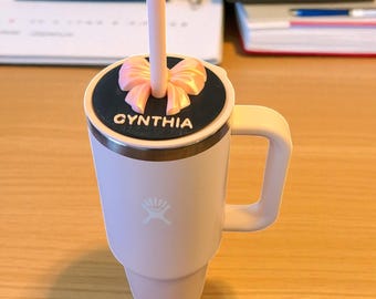 Tapa personalizada para Hydro Flask: placa personalizada con lazo rosa