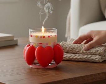 Portavelas en forma de corazón, de una sola mecha, regalo de decoración romántica, bonito detalle para escritorio, centro de mesa para San Valentín, accesorio para el hogar con temática de amor.