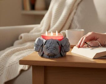 Portavelas con forma de perro pug, decoración adorable para amantes de las mascotas, regalo de animales impreso en 3D, adorno para estante de escritorio, decoración única para el hogar.