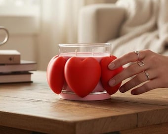Portavelas rosa en forma de corazón: decoración romántica para el Día de San Valentín
