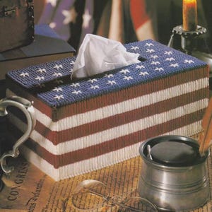 Vintage PDF plastic canvas pattern - patriotic topper