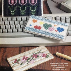 Vintage PDF-mönster i plastkanvas - Snygga checkhäftesomslag - Nu med Magic Wallet-alternativ