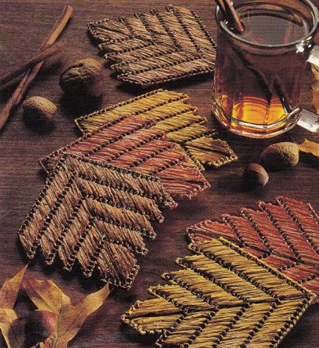Vintage PDF Plastic Canvas Pattern - Autumn Leaf Coaster - Etsy