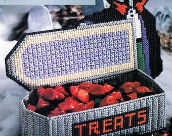 Vintage PDF plastic canvas pattern - Dracula&#39;s Treats