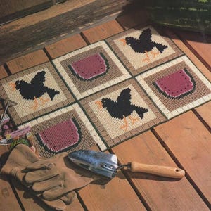 Vintage PDF plastic canvas pattern - welcome mat