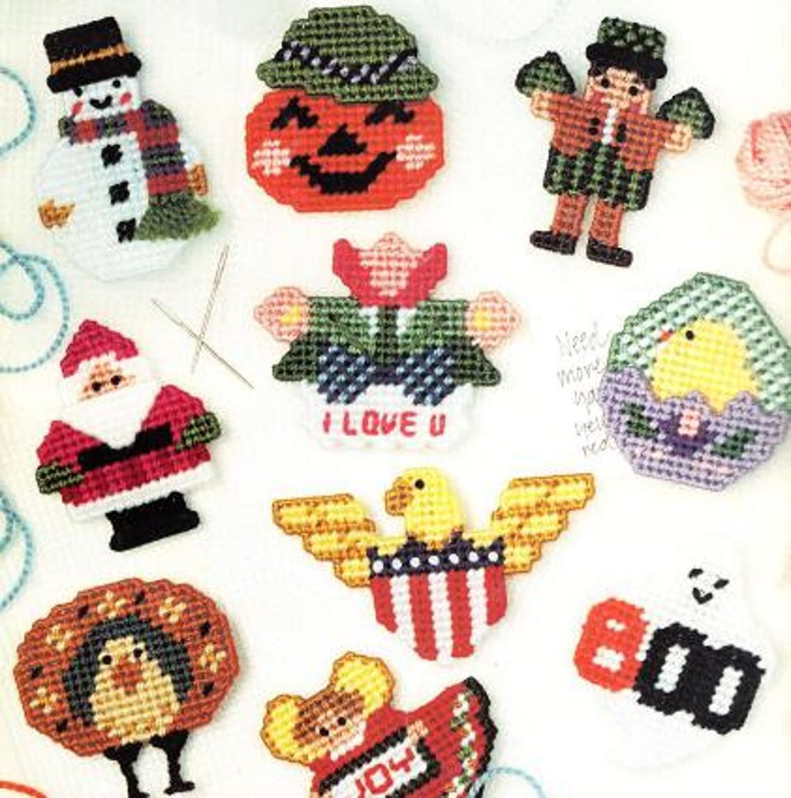 Vintage PDF Plastic Canvas Pattern - Holiday Magnets - Etsy