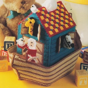 Vintage PDF plastic canvas pattern - Noah&#39;s ark