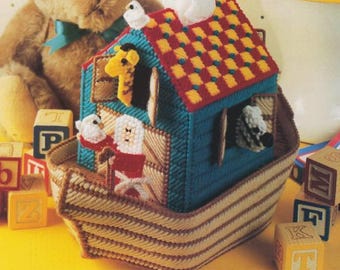 Vintage PDF plastic canvas pattern - Noah's ark
