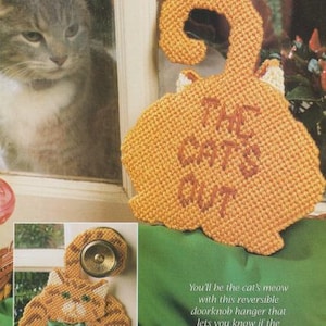 Vintage PDF plastic canvas pattern - Where&#39;s Kitty?