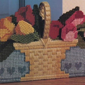 Vintage PDF plastic canvas pattern - floral doorstop