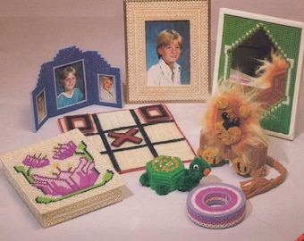 Vintage PDF plastic canvas pattern - games, toys and tat
