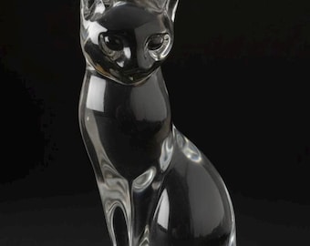 Lenox★レノックス★ドイツ製★猫★クリスタル★置物★ペーパーウェイト★ Lenox Birthstone Kitty With Red Stone on Collar Yarn Ball Cat