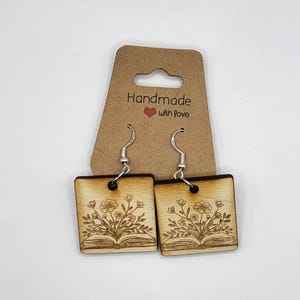 Floral Book Earrings SVG | Laser Cut File for Book Lovers DIGITAL DOWNLOAD