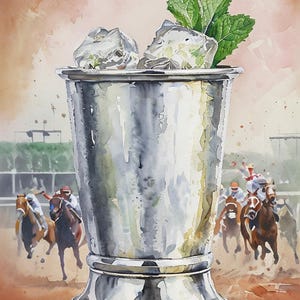 Kentucky Derby, Mint Julep, Poster, Julep cup, Horse racing, Wall Art, Home Decor, Digital download