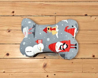 Oreiller de Noël en polaire avec os pour chien