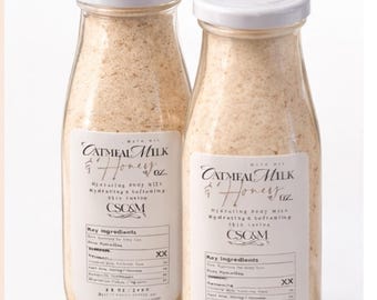 Sales de baño de lujo con leche de cabra / Suavizante para la piel con avena, miel y aceite de argán