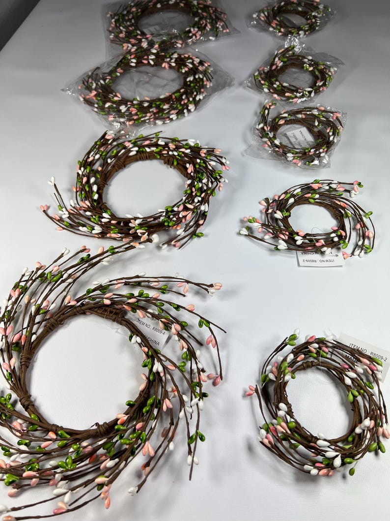 Small Berry Window Rings Easter Pip Berry Candle Ring: Spring Floral Decor (4.5