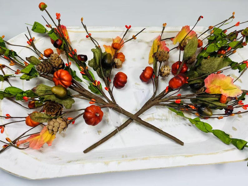18” Fall Pumpkin Pick With Acorns Pinecones Berries – Autumn Harvest ...