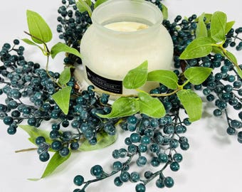 Blue Berry Candle Ring: 6.5" Farmhouse Table Wreath