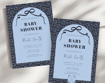 Invitación personalizada para baby shower de niño - Plantilla editable para descargar