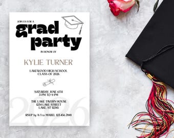 Plantilla personalizable para invitaciones a fiestas de graduación