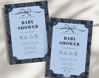 Invitación personalizada para baby shower de niño - Plantilla editable para descargar
